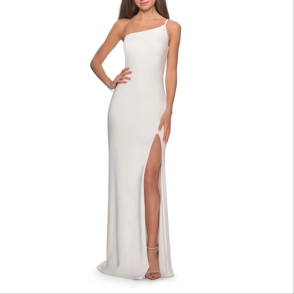 La Femme 28176 One Shoulder Jersey Gown